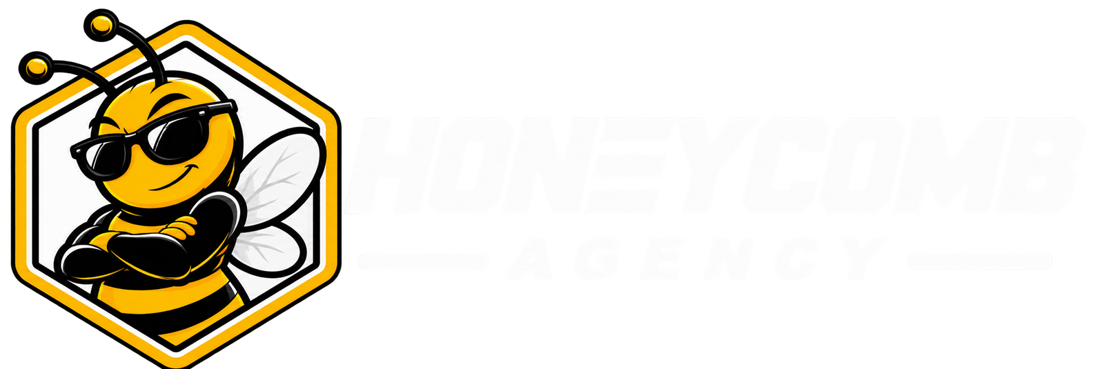 HoneyComb Logo With Emble White text No BG